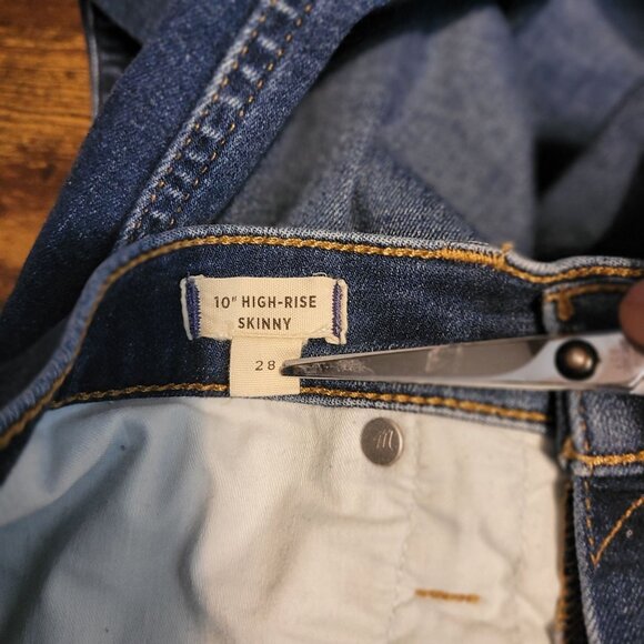 Madewell Jeans Sz 28 High Rise 10" Skinny Tummy Control Stretch Medium Dark Wash - Picture 5 of 11